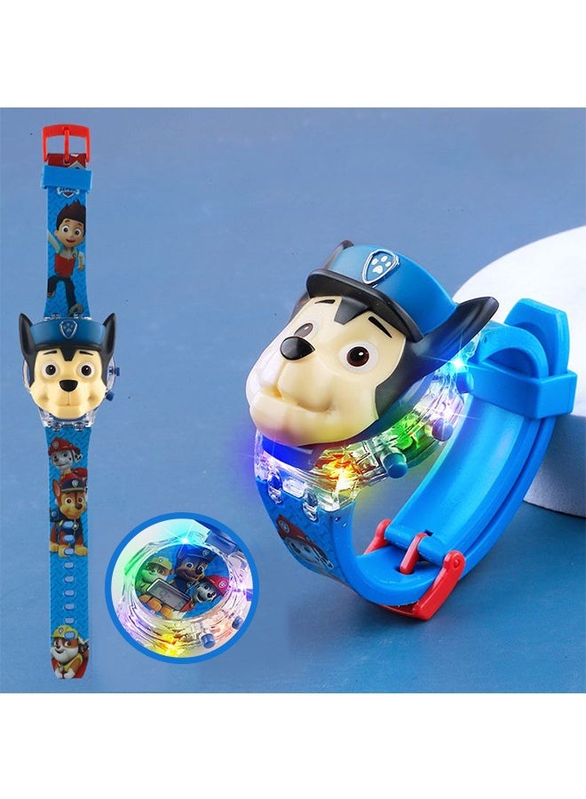 باو بترول Blue PAW Patrol Cartoon Children's Watch, لعبة مشاهدة الأطفال مع تأثير الضوء, ساعة إلكترونية للأطفال مع الموسيقى, فليب-توب كارتون ساعة للأطفال - Image 1