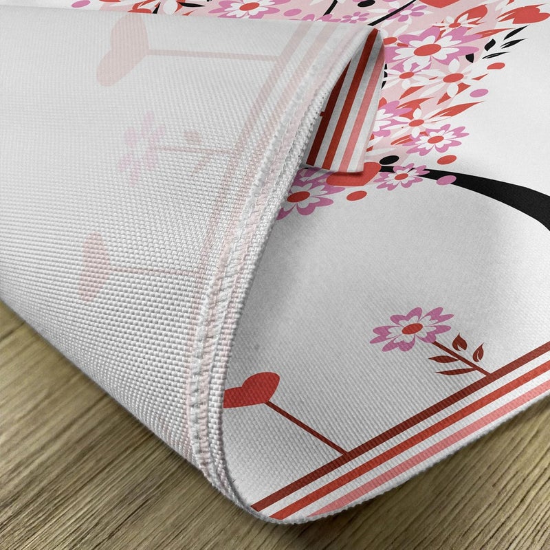 Ambesonne Valentine Place Mats Set of 8 Heart Shaped Tree Daisies Wildflowers Red Leaves Forest Romance Season Image Washable Fabric Placemats for Dining Table Placemat 8 pcs Pink Red - Image 5