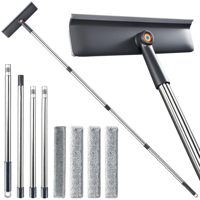 Purexa 3-in-1 Window Squeegee for Home - 60" Window Cleaning Kit with 3 Microfiber Cloths & Screen Brush, All-in-1 Cleaner Tool for Outdoor Windows, Glass Door & Screens, Lightweight & Easy Storage - Image 1