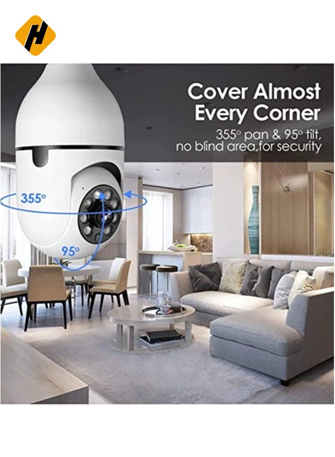 HuHa Pan Tilt Security Light Camera V380 130W dpi Smart Wireless WIFI Full Color Bulb Camera 2.4Ghz 360 Degree E27 Panoramic IP Camera (No SD Card)  - Image 3