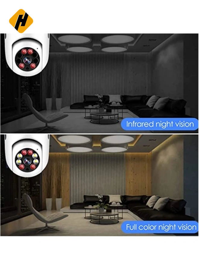 HuHa Pan Tilt Security Light Camera V380 130W dpi Smart Wireless WIFI Full Color Bulb Camera 2.4Ghz 360 Degree E27 Panoramic IP Camera (No SD Card)  - Image 4