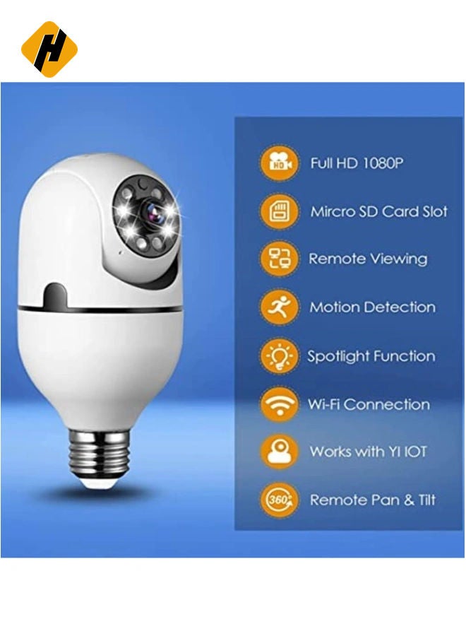 HuHa Pan Tilt Security Light Camera V380 130W dpi Smart Wireless WIFI Full Color Bulb Camera 2.4Ghz 360 Degree E27 Panoramic IP Camera (No SD Card)  - Image 2