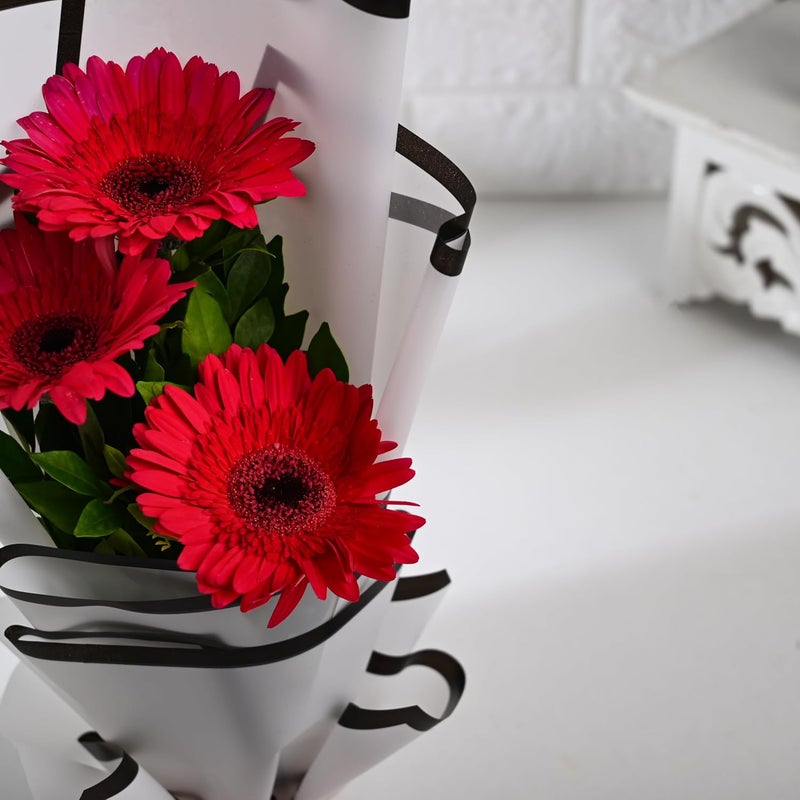 FlowerAura Fresh Live Flower Bouquet of 3 Pink Gerberas Flowers For Birthday Gift Anniversary Gift Wedding Gift Valentines Day Gift Gift For Special Occasion Same Day Delivery - Image 5