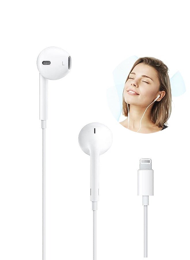 MXN iPhone Earbuds with Lightning Connector, Built-in Microphone, and Volume Control Nosie Reduction Headsets,  Compatible with iPhone 14/13/12/11/XR/XS/X/8/7/SE/Pro/Pro Max/Support All iOS System (Activation by Bluetooth popup required) - Image 1