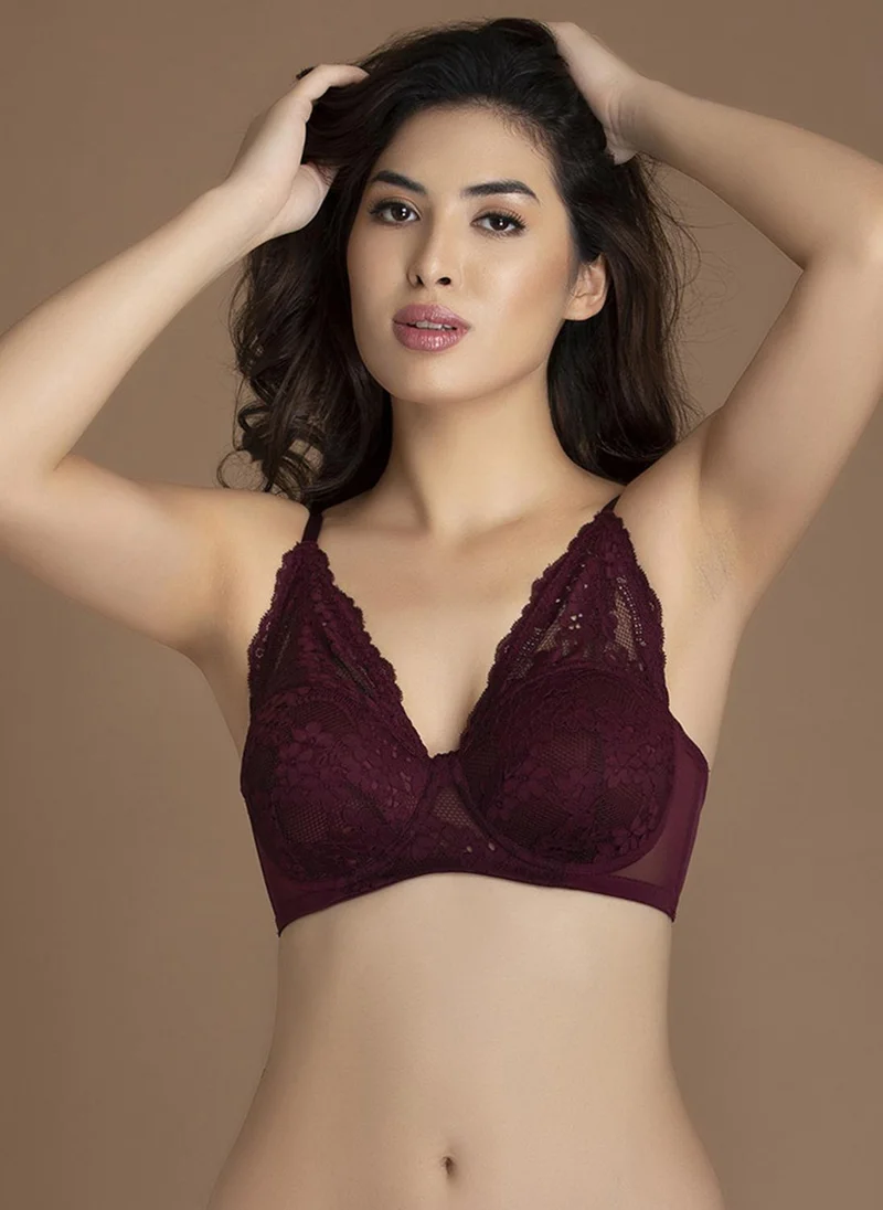 Clovia Clovia Padded Underwired Full Cup Bra in Maroon