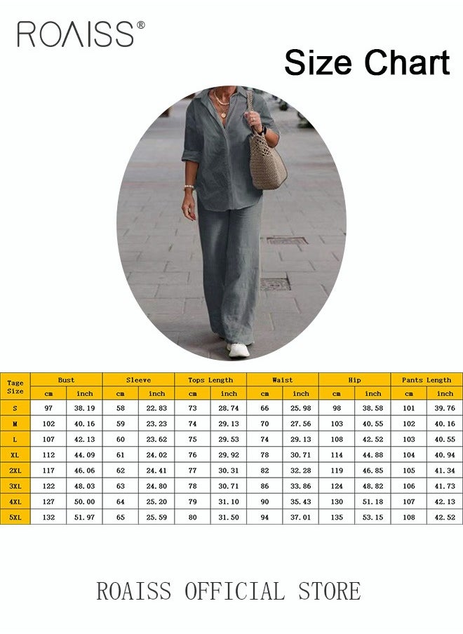 Ladies Comfortable Cotton Linen 2 Piece Suit for Daily Commute - Shirt and Wide Leg Pants Set with Simple Loose Fit Design for Leisure - pzsku/Z546892C22B022F76C020Z/45/_/1731918743/02644784-da54-488c-ba23-696ecfd766cf