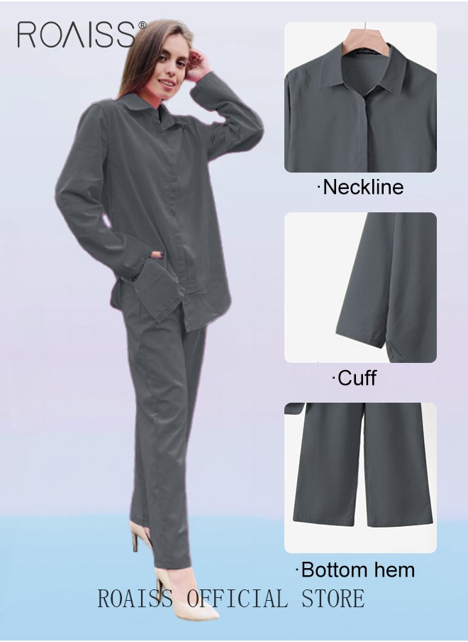 Ladies Comfortable Cotton Linen 2 Piece Suit for Daily Commute - Shirt and Wide Leg Pants Set with Simple Loose Fit Design for Leisure - pzsku/Z546892C22B022F76C020Z/45/_/1731918755/cce3e7c0-1fb0-492c-a1f9-580c0bdee449