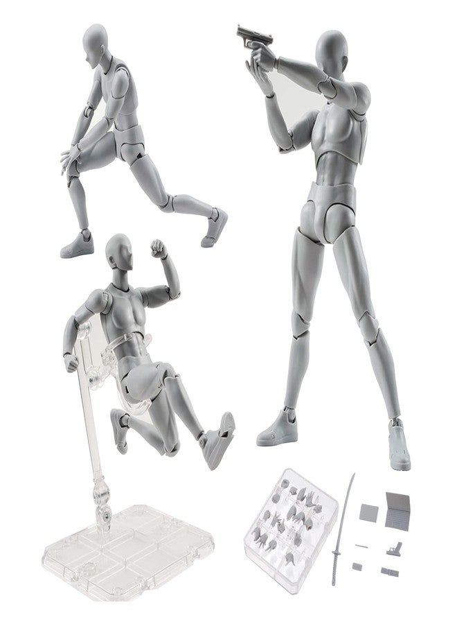 Haniforever Artists Manikin Action Figure Drawing Model,Figure Model for Sketching, Painting, Drawing, Human Mannequin Body Kun Doll Male Action Figure DX Set (Grey,Male) - Image 1