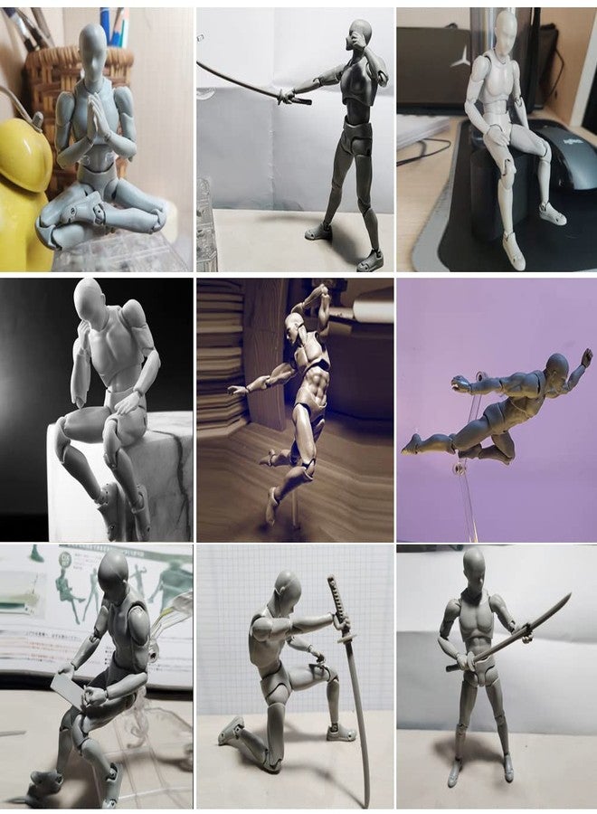 Haniforever Artists Manikin Action Figure Drawing Model,Figure Model for Sketching, Painting, Drawing, Human Mannequin Body Kun Doll Male Action Figure DX Set (Grey,Male) - Image 2