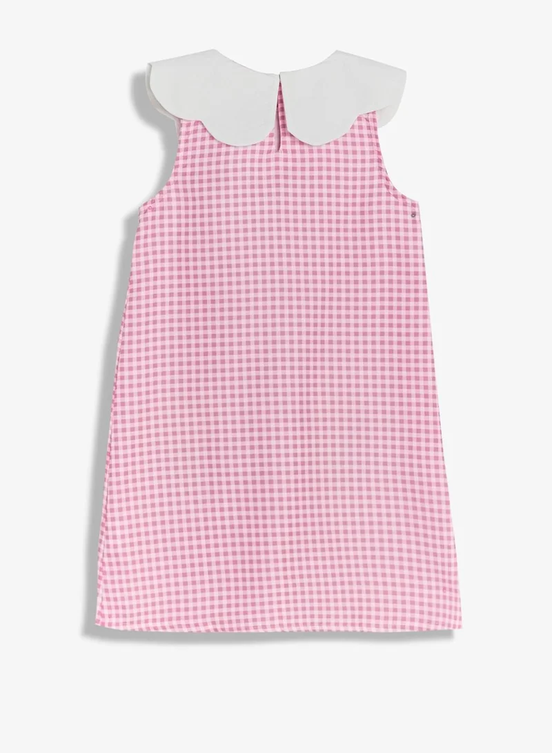 Pinata  Flower Embroidered Collar Gingham Dress for Women | Best Price UAE