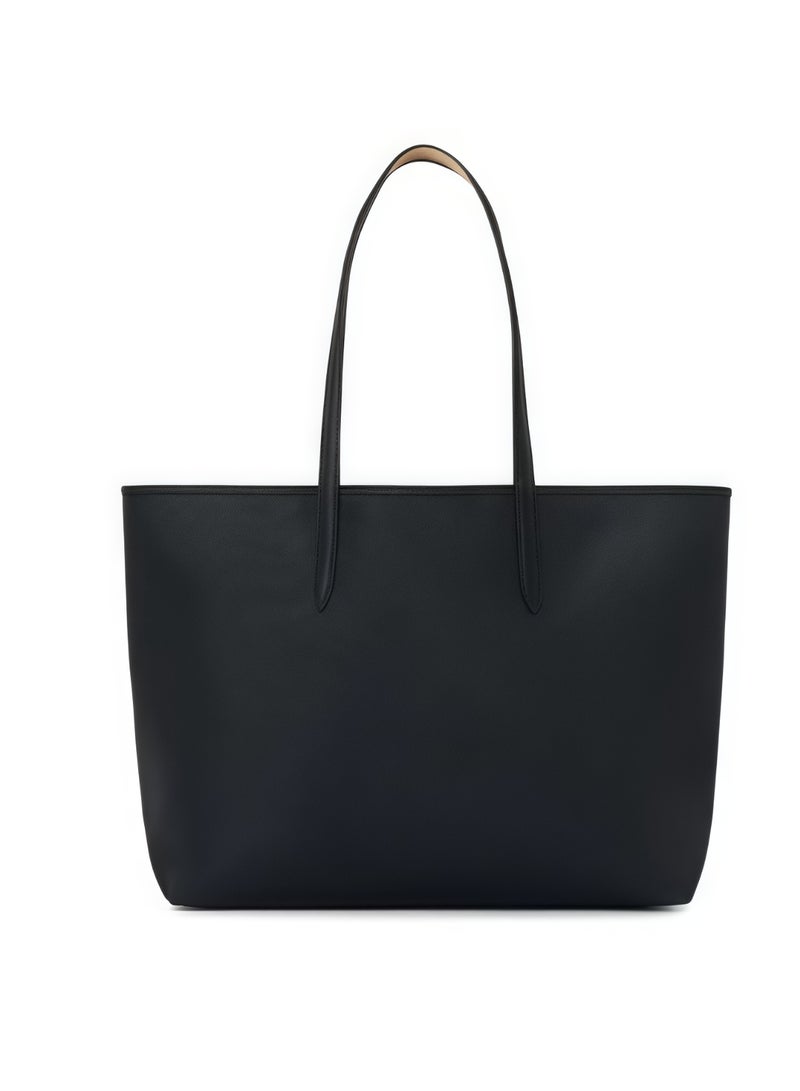 لاكوست حقيبة يد لاكوست النسائية مزدوجة الجوانب ذات السعة الكبيرة ذات اللونين، أنيقة ومتعددة الوظائف، أسود/مشمش - Image 3