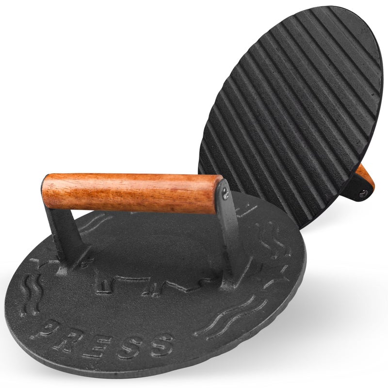 Bellemain Heavy-Duty Cast Iron Burger Press 8.5 Inch Round Burger Smasher, Grill Press for Cooking Burgers, Bacon, Sandwiches, Steak, Ground Beef, Meats, Sausages, and So On - Image 2