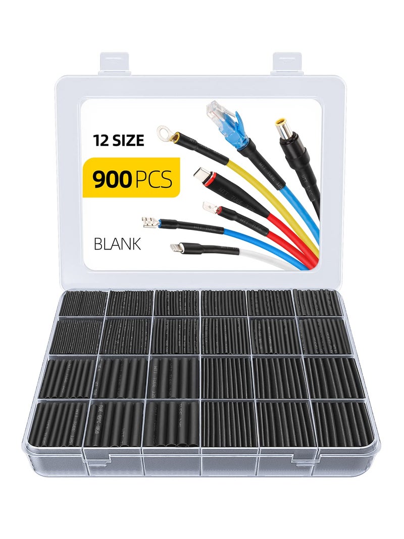 Eventronic 900PCS Wire Heat Shrink Tubing Kit, Industrial Heat-Shrink Tubing for Wires, 2:1 Marine Grade Heat Shrink Wrap, Premium Large Electrical Waterproof Heat Shrink Tape (Black 12 Sizes) - Image 1