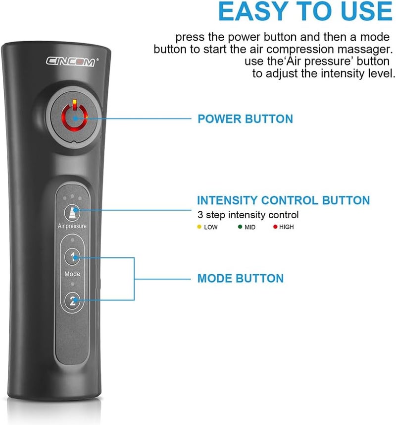 CINCOM Leg Massager for Circulation and Pain Relief, Air Compression Calf Massager with 2 Modes 3 Intensities Helpful for RLS Edema and Muscles Relaxation Gifts - Image 5