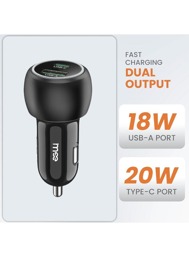 آیمی شاحن سيارة IMEE PLUS ثنائي المنفذ 38 وات IM-CC138 محول شحن سريع 20 وات PD USB-C + 18 وات QC3.0 USB-A تصميم مضغوط، غلاف مقاوم للهب، حماية من الحرارة الزائدة وقصر الدائرة، توافق عالمي للهواتف الذكية والأجهزة اللوحية والأجهزة الأخرى - Image 4