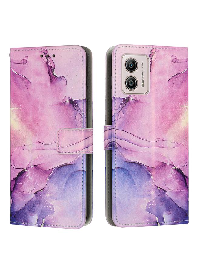 S-TOP Case For Motorola Moto G73 Painted Marble Pattern Leather Phone Case - Image 1