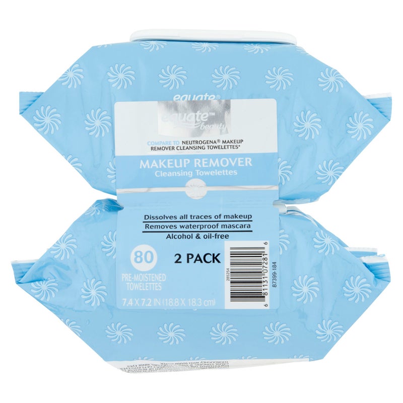 Equate Makeup Remover Cleansing Towelettes, 40 Ct, 2 Pk - Image 4