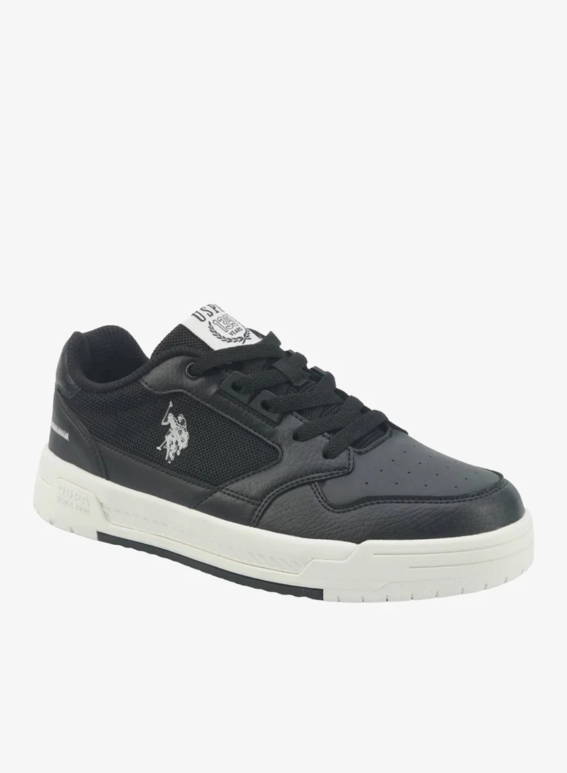 U.S. Polo Assn. Women's Casual Sneakers | Lace-Up Walking Shoes | Breathable Mesh Panels | Lightweight Comfort Sole | Black/White