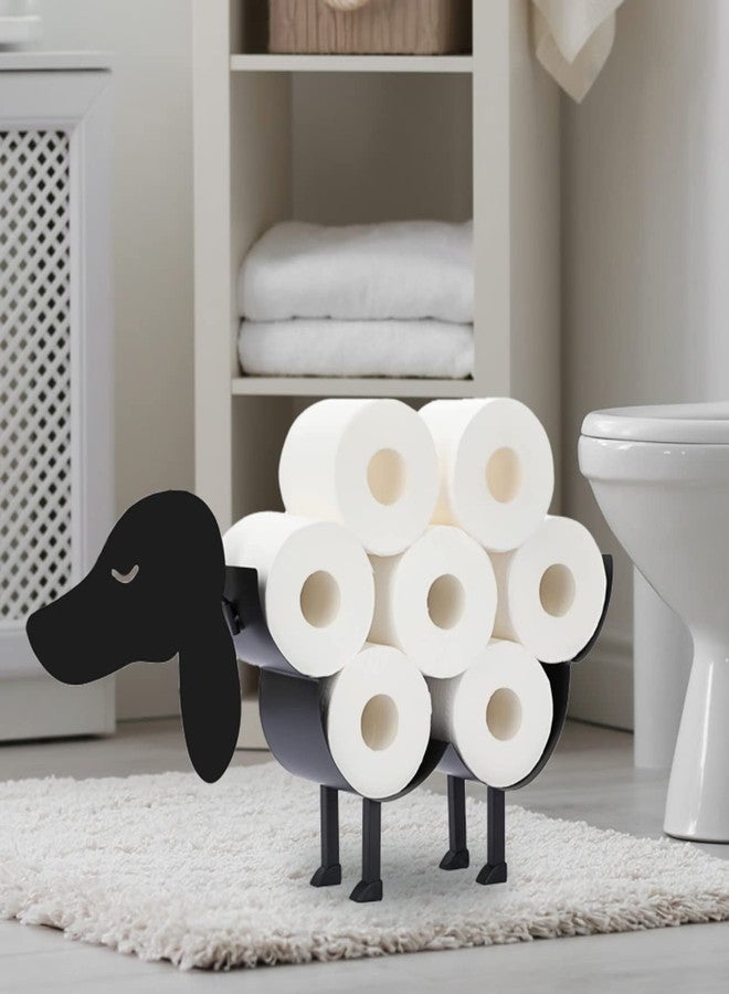 Gojoquanzhou Cute Animal Decorative Toilet Paper Holders, Metal Wall Mount & Free-Standing Toilet Paper Holder, 8 Rolls of Tissue Paper Storage Basket, Bathroom Farmhouse Kitchen Decor Accessories (Classic Dog) - Image 2