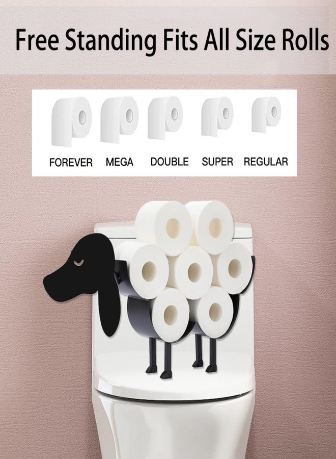 Gojoquanzhou Cute Animal Decorative Toilet Paper Holders, Metal Wall Mount & Free-Standing Toilet Paper Holder, 8 Rolls of Tissue Paper Storage Basket, Bathroom Farmhouse Kitchen Decor Accessories (Classic Dog) - Image 5