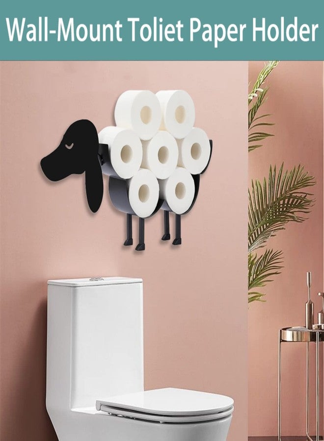 Gojoquanzhou Cute Animal Decorative Toilet Paper Holders, Metal Wall Mount & Free-Standing Toilet Paper Holder, 8 Rolls of Tissue Paper Storage Basket, Bathroom Farmhouse Kitchen Decor Accessories (Classic Dog) - Image 4