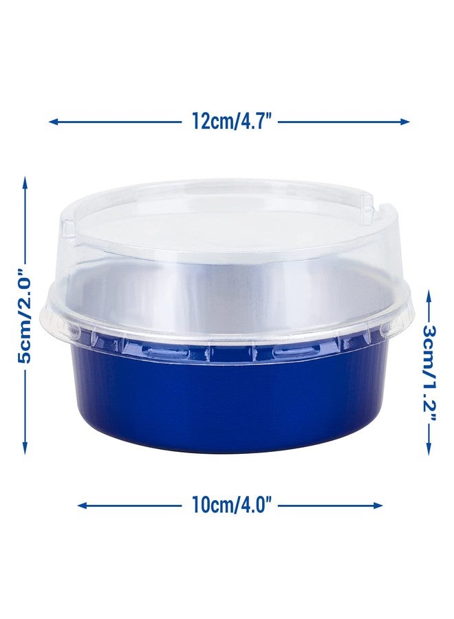 Beasea Mini Tart Pan 100 Pack with Lids, 4 Inch 8oz Blue Disposable Aluminum Baking Foil Tins Small Round Tart Container for Individual Dessert Cupcake Muffin Cheesecake Ramekins Quiche Oven Dishes - Image 2