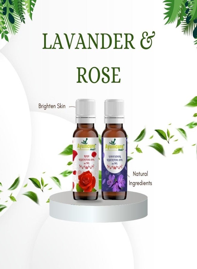 Ayumcure Pure & Natural Rose & Lavender Essential Oil Set | For Hair Growth, Skin Care, Aromatherapy & Relaxation | Reduces Acne, Blemishes | Unisex | 2x10ml Bottles - Image 5