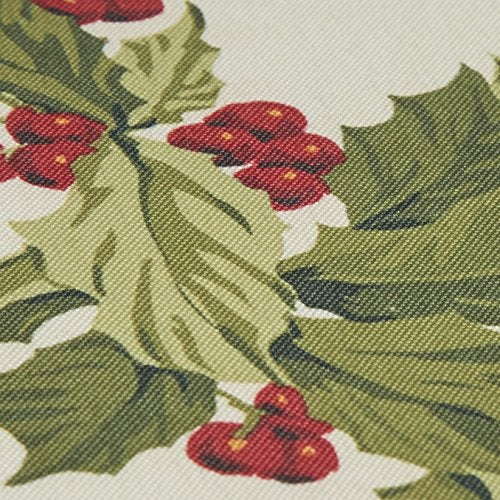 Violet Linen European Seasonal Christmas Ribbons Tablecloth Beige 60" X 84" - Image 4