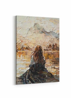 LOWHA Framed Canvas Wall Art Stretched Over Wooden Frame, Waiting Girl  Painting, For Home, Living Room, Office Decor  - Image 5