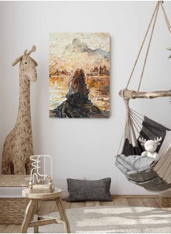 LOWHA Framed Canvas Wall Art Stretched Over Wooden Frame, Waiting Girl  Painting, For Home, Living Room, Office Decor  - Image 2