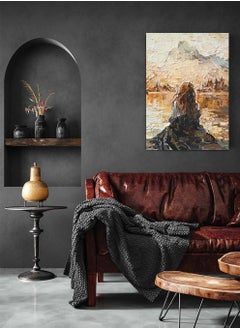 LOWHA Framed Canvas Wall Art Stretched Over Wooden Frame, Waiting Girl  Painting, For Home, Living Room, Office Decor  - Image 4