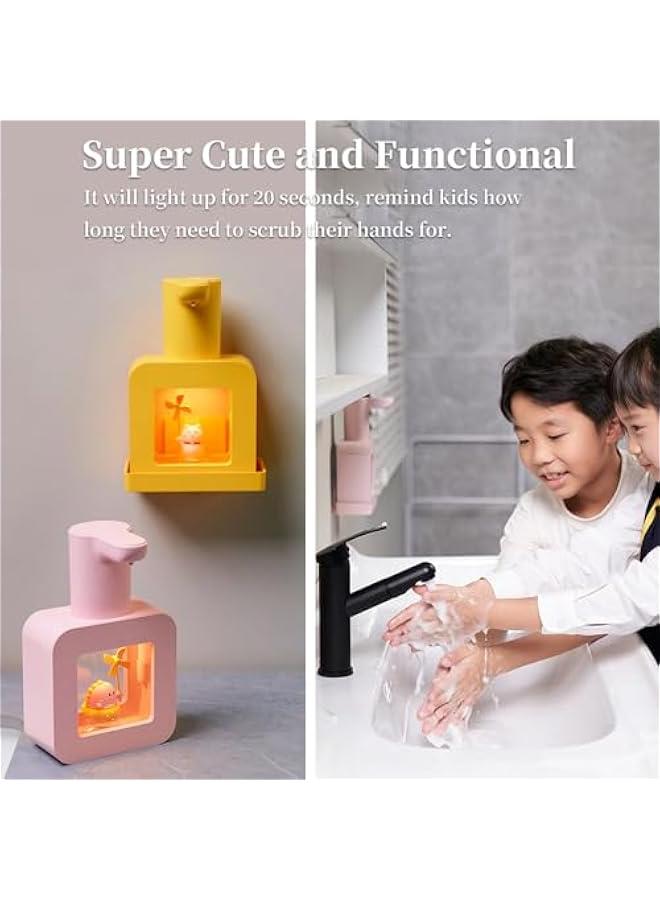 Kids Automatic Soap Dispenser - Lovely Foam Soap Dispenser for School Bathroom Kitchen Office,Waterproof USB Rechargeable Hand-Free 13.5oz Soap Dispenser Children Birthday Gift, Yellow Cat  - Image 2