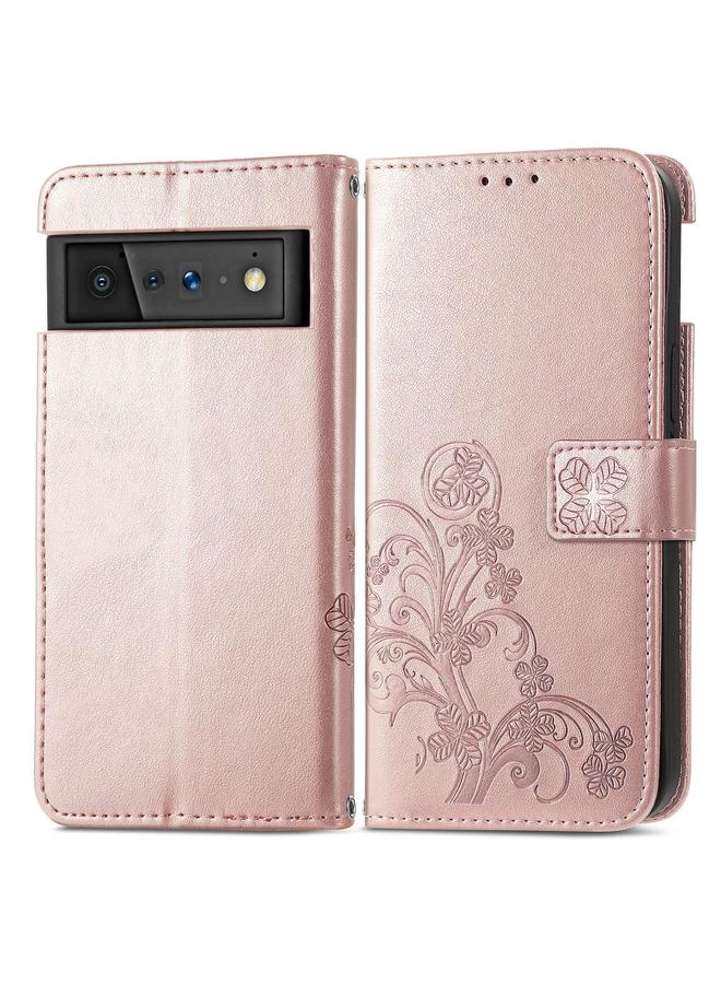 S-TOP Case For Google Pixel 6 Pro Four-leaf Clasp Embossed Buckle Mobile Phone Protection Leather Case with Lanyard & Card Slot & Wallet & Bracket Function - Image 2