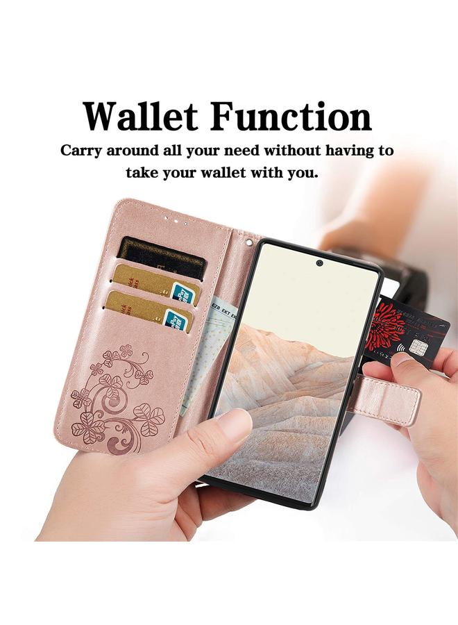 S-TOP Case For Google Pixel 6 Pro Four-leaf Clasp Embossed Buckle Mobile Phone Protection Leather Case with Lanyard & Card Slot & Wallet & Bracket Function - Image 5