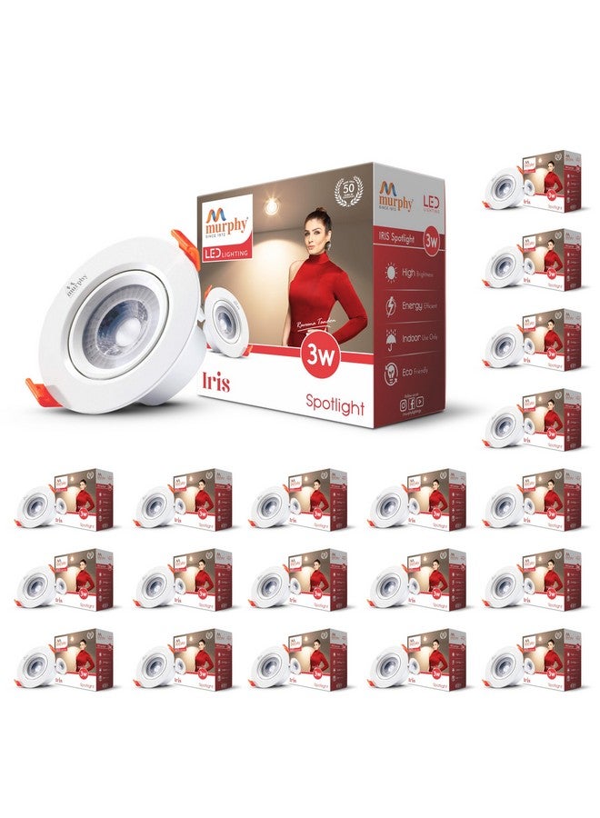 Murphy 3W Iris LED Adjustable Spot Downlight | Warm White Pack of 20 Focus Light, Ceiling Spotlight for Deep Junction Box, Ideal for Accent & Display Lighting (2-Year Warranty) - Image 1