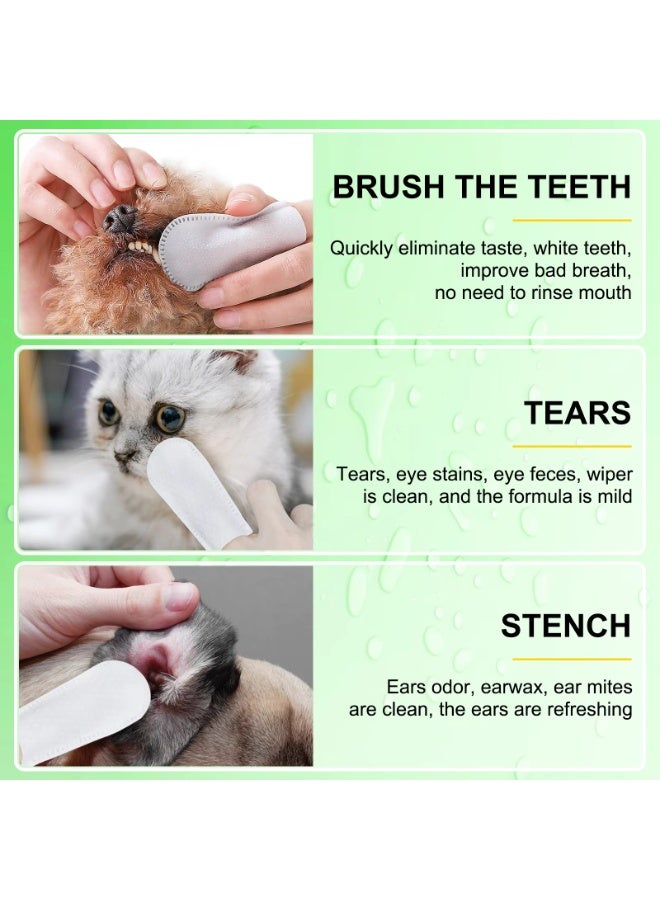 Oimmal 50 قطعة من مناديل العناية بالأسنان للأصابع للحيوانات الأليفة، مناديل تنظيف الأسنان للكلاب والقطط تقلل من بقع الأسنان والجير وتنعش النفس فرشاة أسنان للأصابع للكلاب بدون شطف 50 قطعة - Image 5