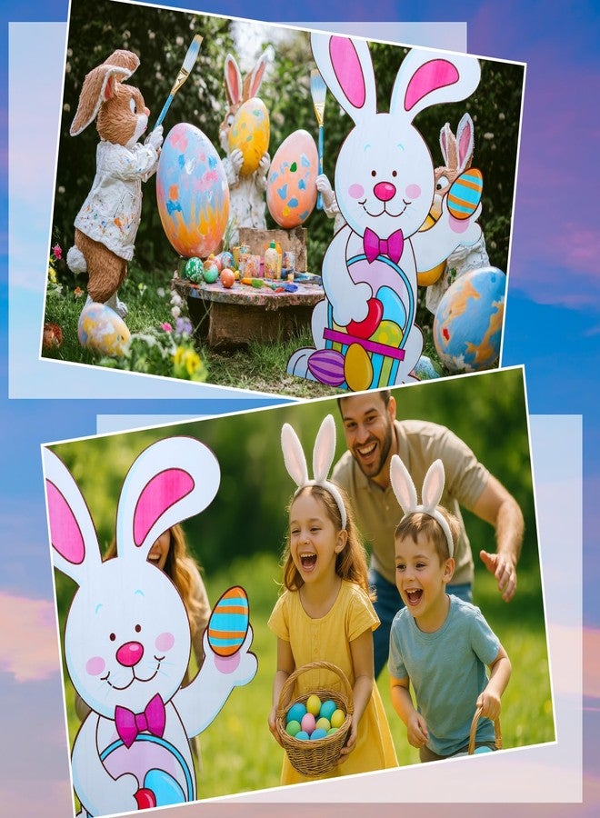 Kathfly 5 ft Easter Bunny Cardboard Standup Cutout Life Size Easter Day Hunt Theme Party Decoration Backdrop Photo Prop Standup for Spring Hunt Themed Party Decor - Image 4
