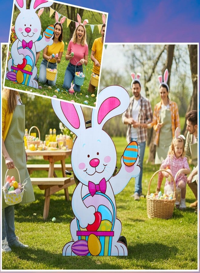 Kathfly 5 ft Easter Bunny Cardboard Standup Cutout Life Size Easter Day Hunt Theme Party Decoration Backdrop Photo Prop Standup for Spring Hunt Themed Party Decor - Image 3