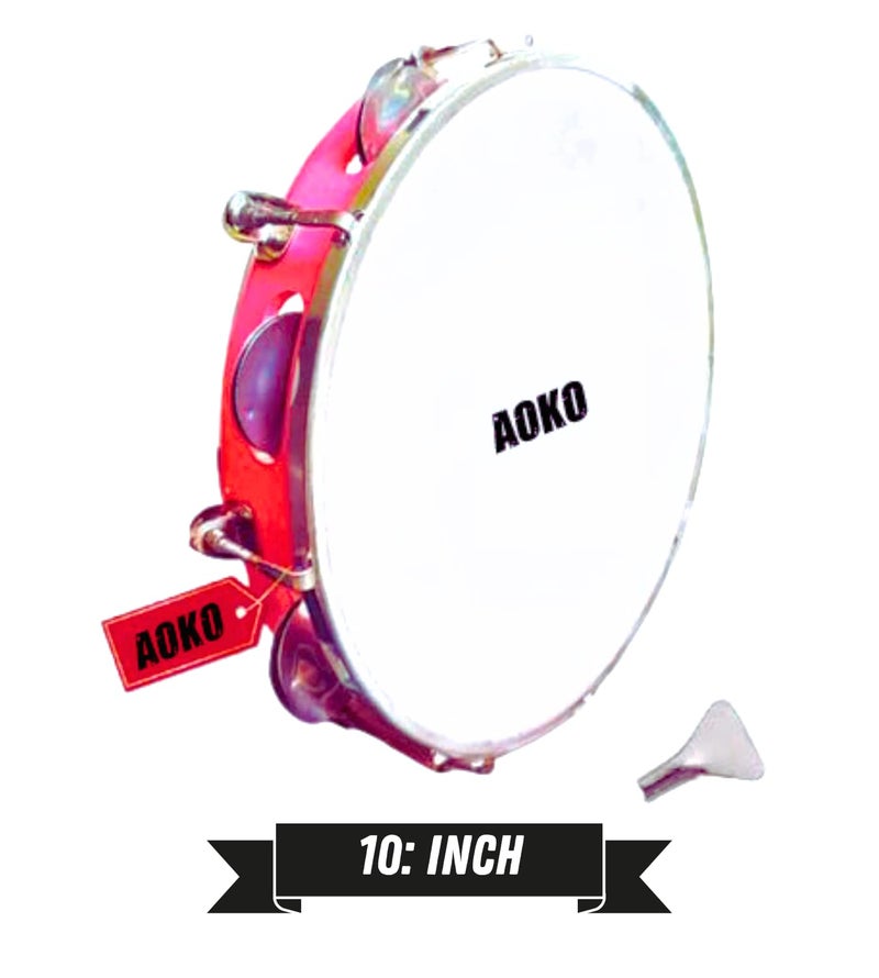 AOKO طبلية / دافلي ألياف - آلة موسيقية إيقاعية يدوية (بيضاء، 10 بوصة) - Image 2