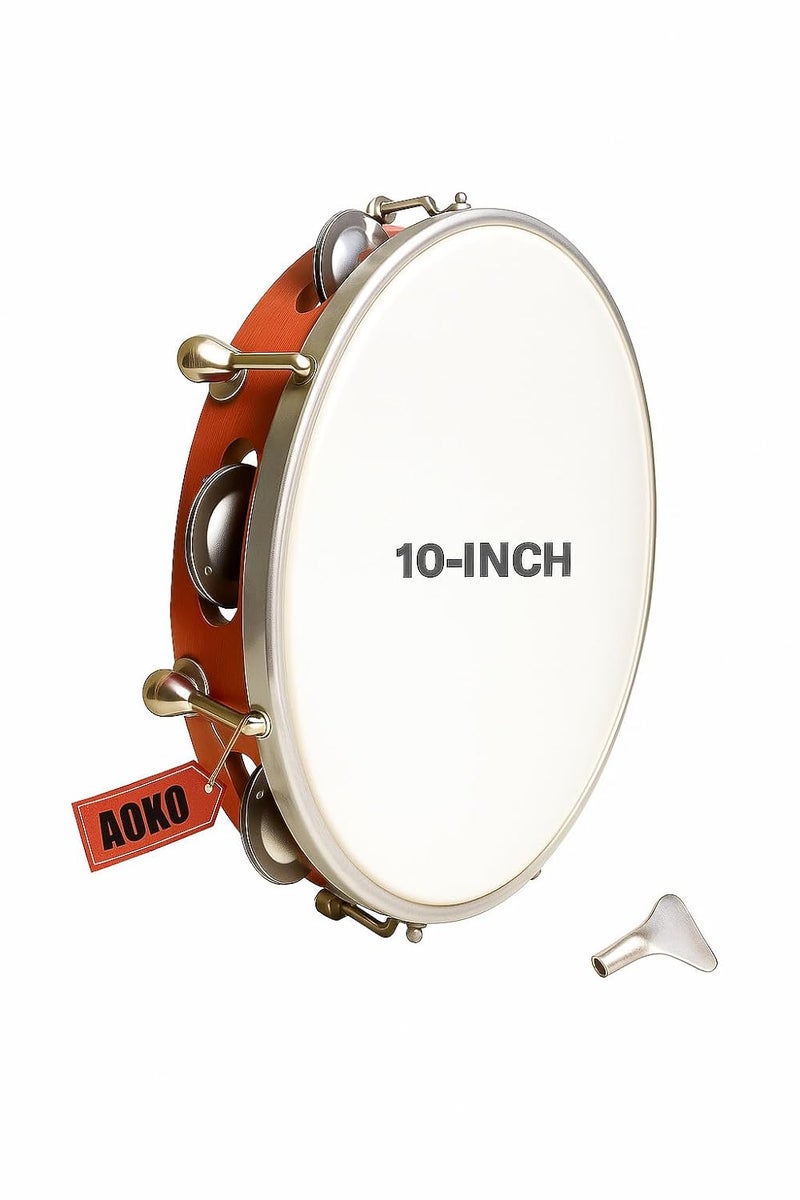 AOKO طبلية / دافلي ألياف - آلة موسيقية إيقاعية يدوية (بيضاء، 10 بوصة) - Image 1
