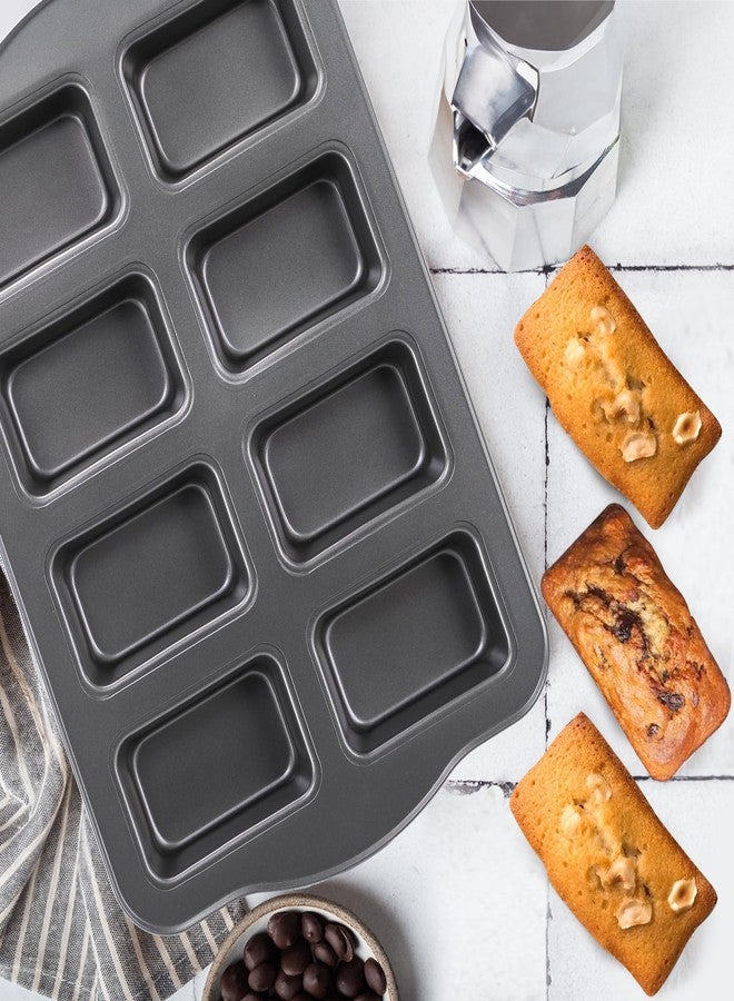 Lawei 2 Pack 8 Cavity Mini Loaf Pan, Non-Stick Small Bread Loaf Pans, Rectangle Carbon Steel Baking Loaf Pans for Corn Bread, Little Banana Breads, Cheesecake, Mini Brownie Pan - Image 4