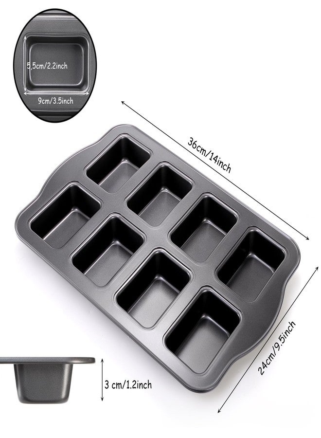 Lawei 2 Pack 8 Cavity Mini Loaf Pan, Non-Stick Small Bread Loaf Pans, Rectangle Carbon Steel Baking Loaf Pans for Corn Bread, Little Banana Breads, Cheesecake, Mini Brownie Pan - Image 2