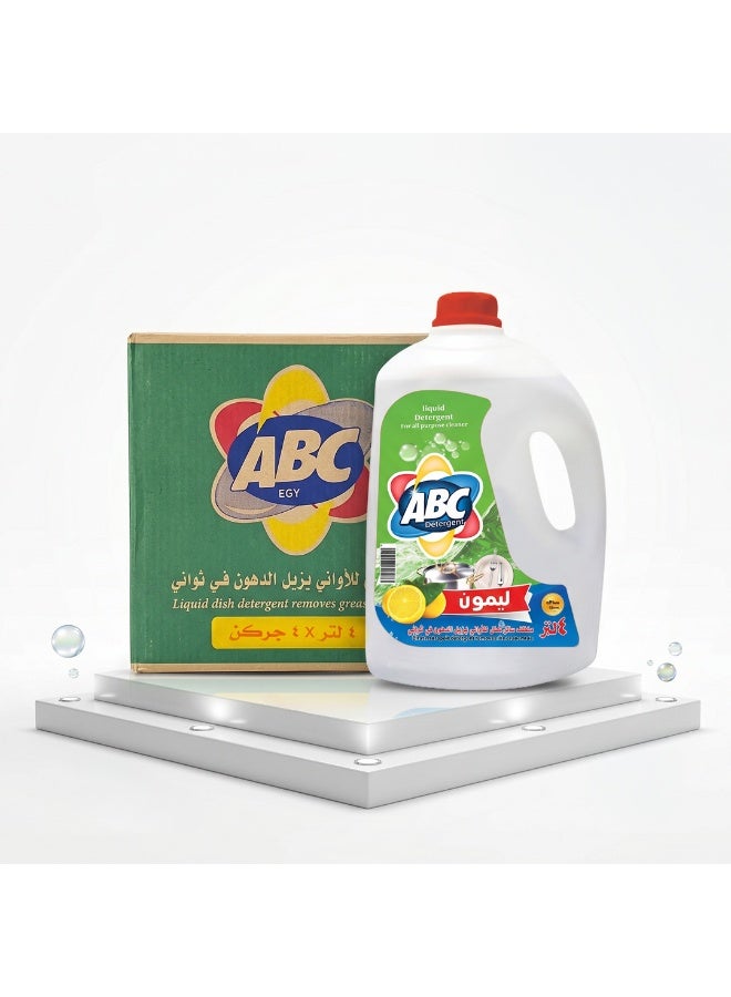 سائل غسيل الأطباق برائحة الليمون - 4 لتر - عبوة 4 قطع