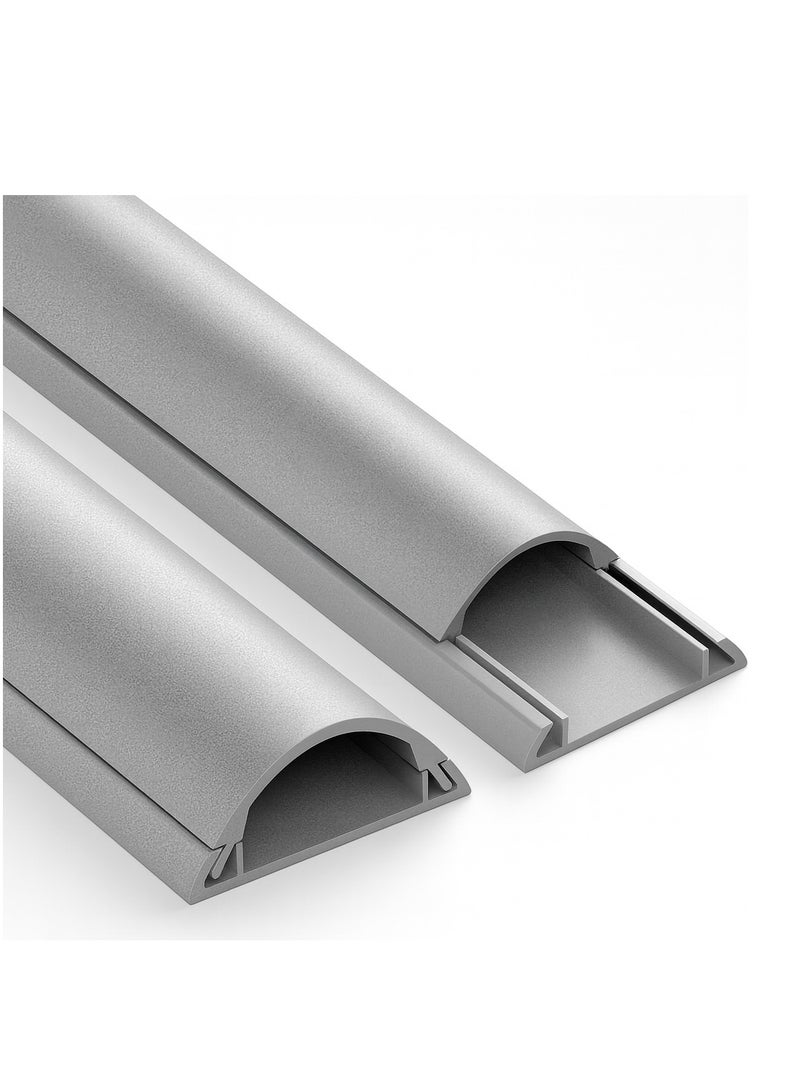 1 Meter Pvc Floor Trunking With Self Adhesive Red Sticker Wall Cord Cover Cable Concealer On-Wall Wire Cover Paintable Cable Management - Pack Of 2 (White, 10X35) - Image 1