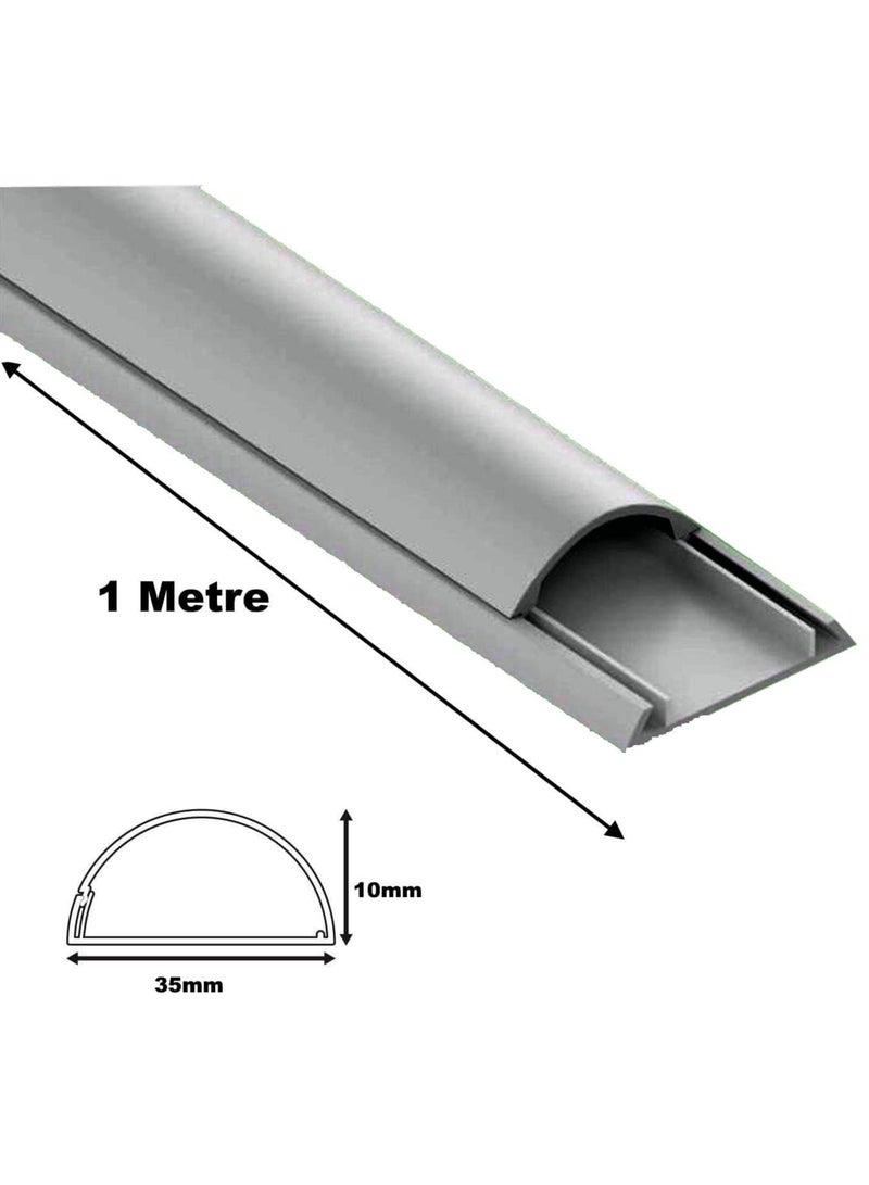 1 Meter Pvc Floor Trunking With Self Adhesive Red Sticker Wall Cord Cover Cable Concealer On-Wall Wire Cover Paintable Cable Management - Pack Of 2 (White, 10X35) - Image 2