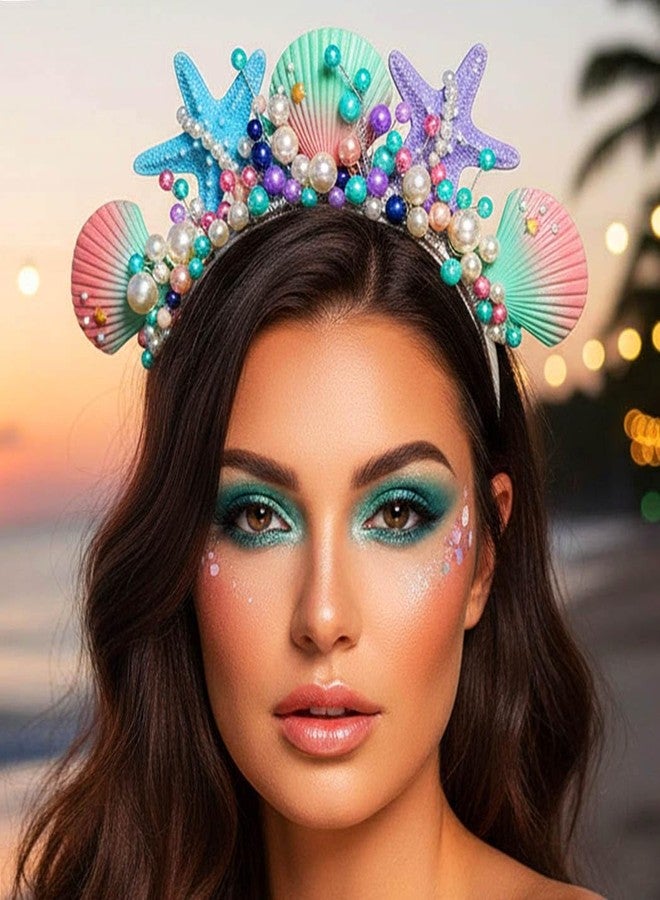 كيلشي طوق رأس كيلشاي على شكل نجم البحر، قطعة رأس حورية البحر من الصدف، إكسسوارات شعر الشاطئ للنساء - Image 3