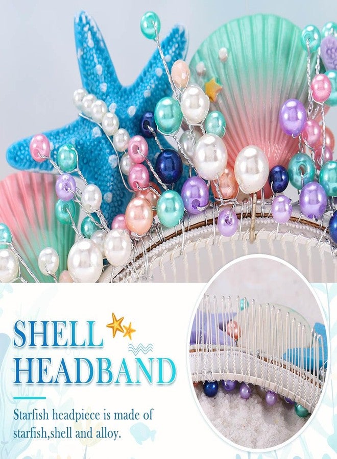 كيلشي طوق رأس كيلشاي على شكل نجم البحر، قطعة رأس حورية البحر من الصدف، إكسسوارات شعر الشاطئ للنساء - Image 4