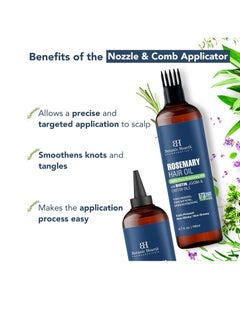 Botanic Hearth Botanic Hearth 100% Pure Rosemary Oil For Hair Growth Infused With Biotin (6.7 fl oz) | Hair strengthening Treatment | Nourishing & Volumizing | With Jojoba Oil & Castor Oil | Non GMO Verified  - Image 4