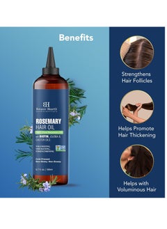Botanic Hearth Botanic Hearth 100% Pure Rosemary Oil For Hair Growth Infused With Biotin (6.7 fl oz) | Hair strengthening Treatment | Nourishing & Volumizing | With Jojoba Oil & Castor Oil | Non GMO Verified  - Image 3