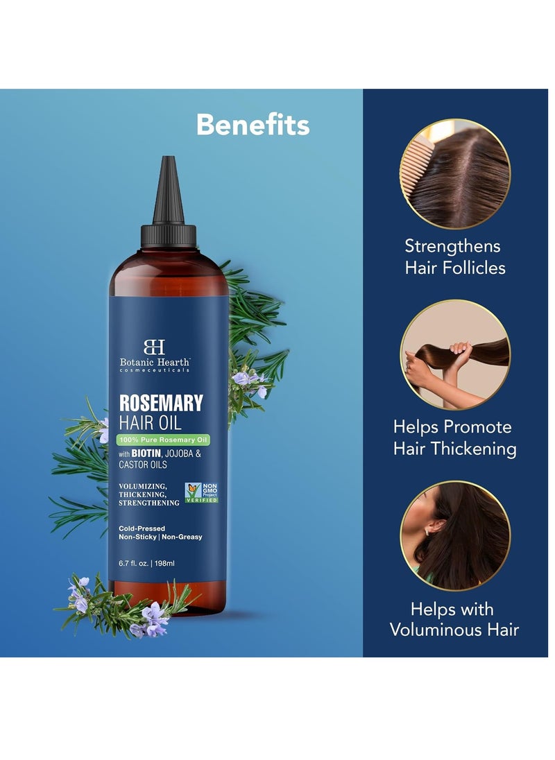 Botanic Hearth Botanic Hearth 100% Pure Rosemary Oil For Hair Growth Infused With Biotin (6.7 fl oz) | Hair strengthening Treatment | Nourishing & Volumizing | With Jojoba Oil & Castor Oil | Non GMO Verified  - Image 3